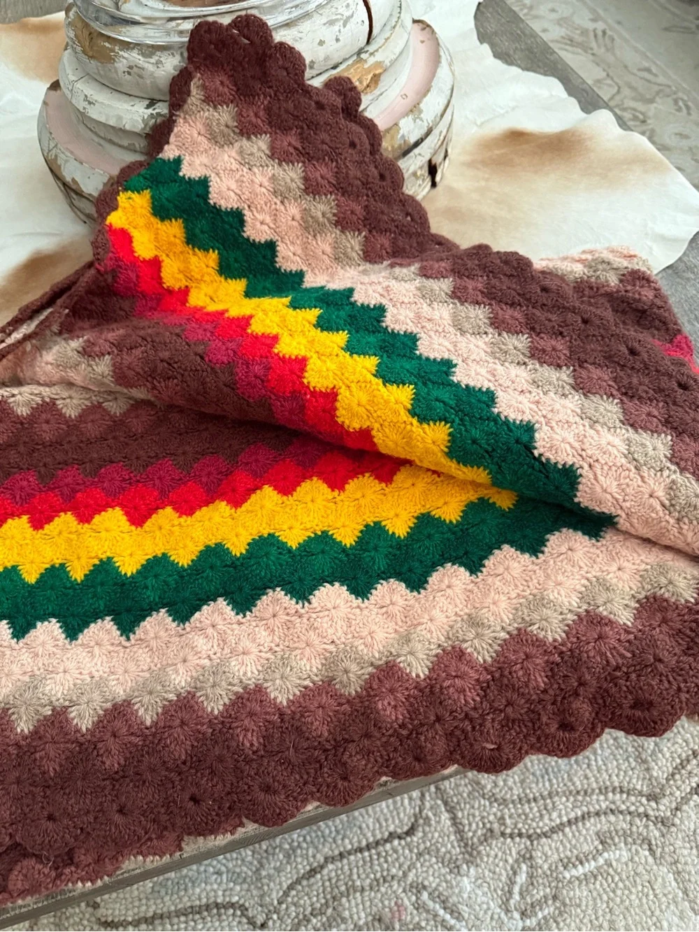 Handcrafted Multicolor Crochet Throw Blanket - Cozy Home Accent